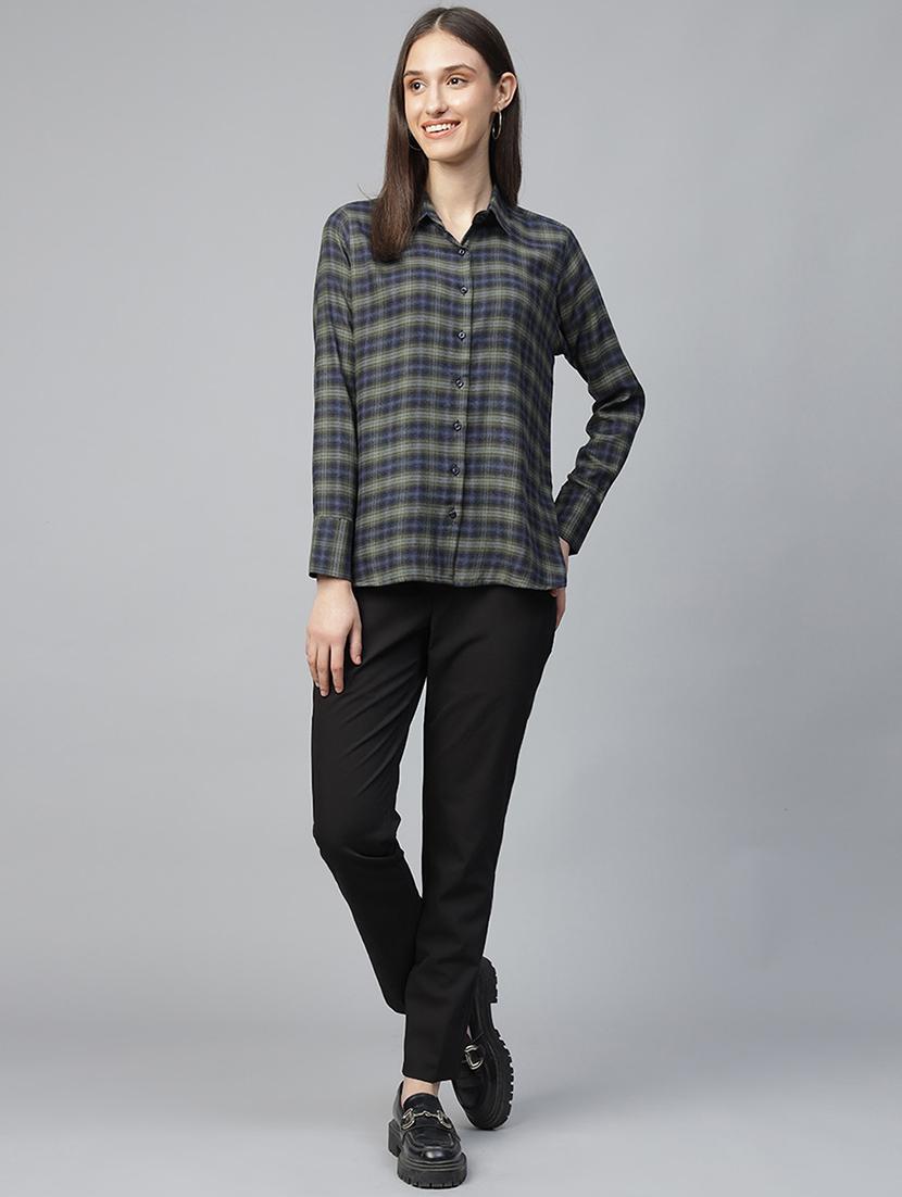 women checkered collared long sleeve shirt - 22038873 - Standard Image - 4