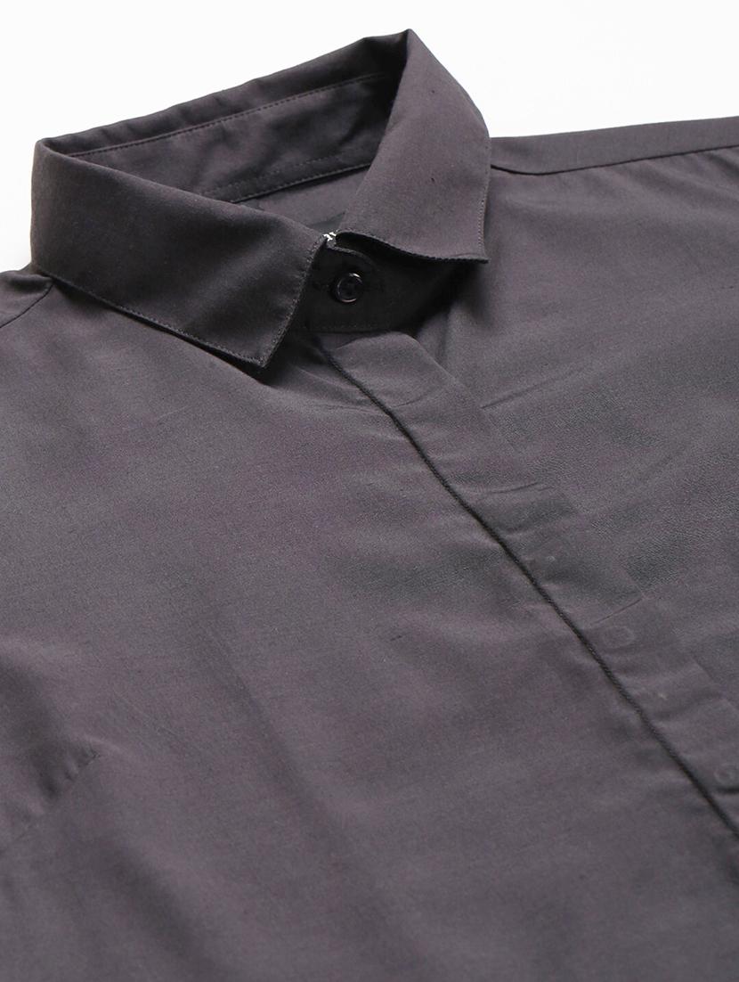 women solid collared long sleeve shirt - 22038881 - Standard Image - 4