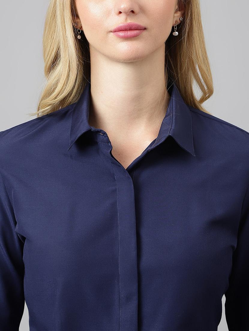 women solid collared long sleeve shirt - 22038887 - Standard Image - 4