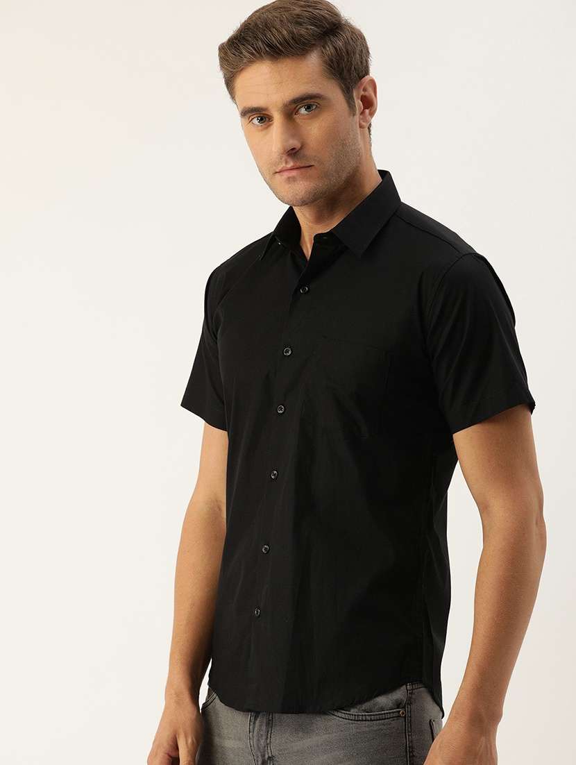 men solid collared short sleeve regular fit shirt - 22038896 -  Standard Image - 1