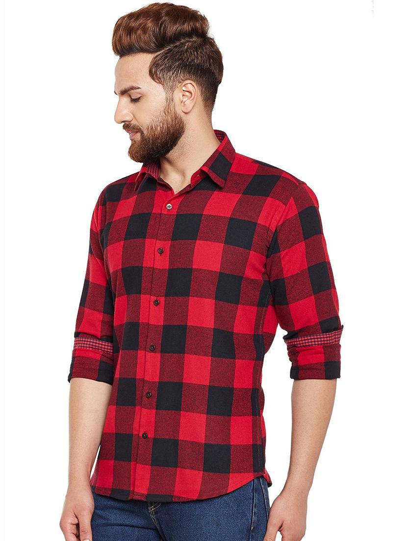 men checkered collared long sleeve regular fit shirt - 22038898 - Standard Image - 1