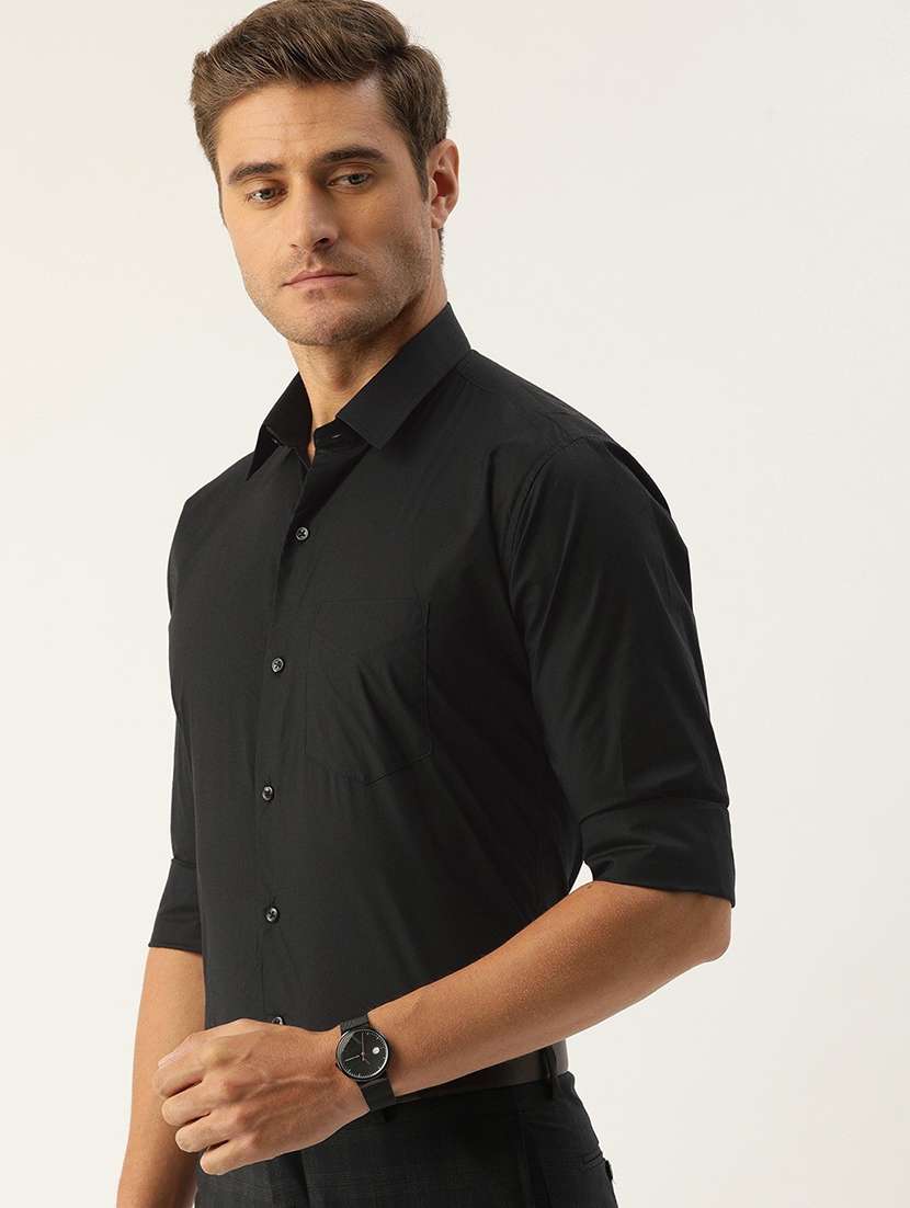 men solid collared long sleeve shirt - 22038900 -  Standard Image - 1