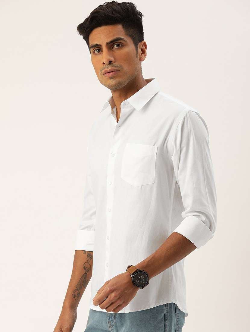 men solid collared long sleeve regular fit shirt - 22038901 - Standard Image - 1