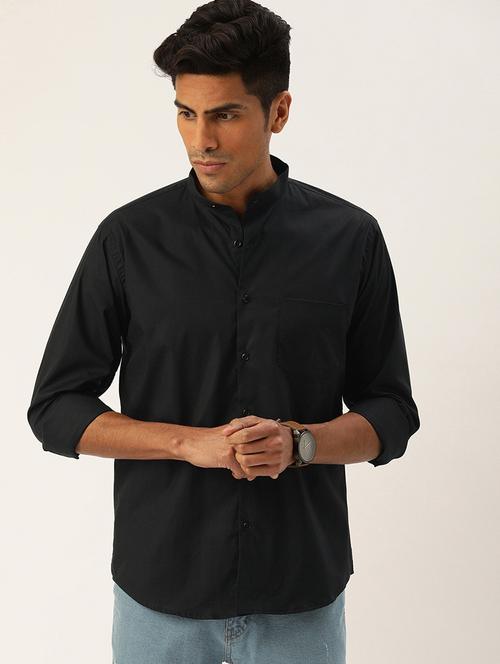 men solid collared long sleeve regular fit shirt - 22038902 - Standard Image - 0