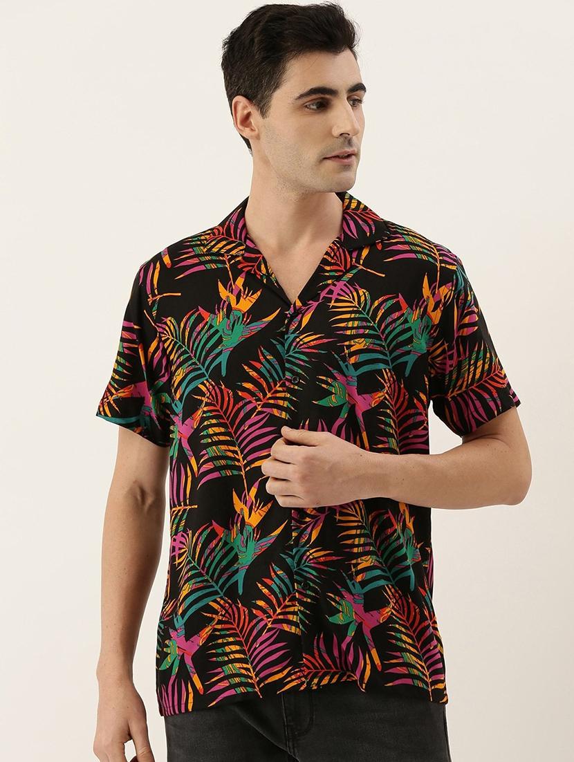 men printed cuban collared short sleeve shirt - 22038907 - Standard Image - 1