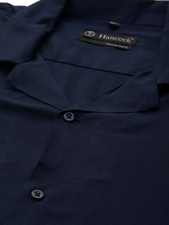 men solid cuban collared short sleeve loose fit shirt - 22038915 -  Standard Image - 4