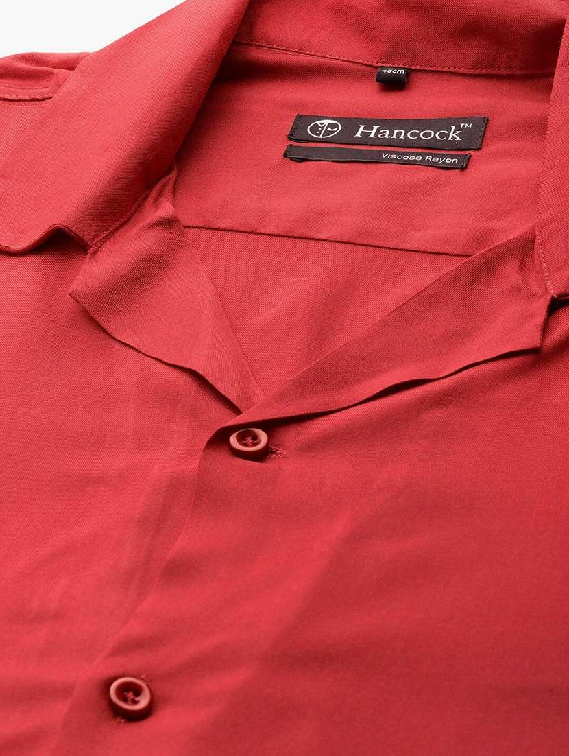 men solid cuban collared short sleeve loose fit shirt - 22038917 - Standard Image - 4