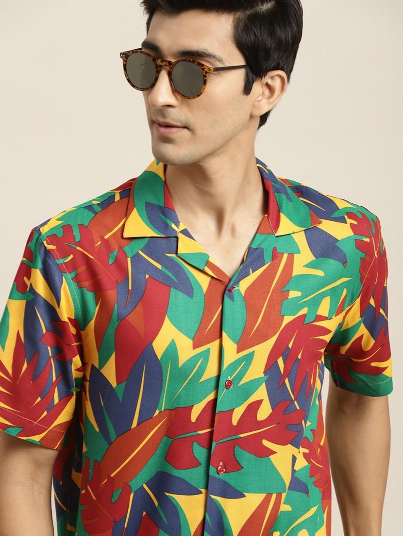 men printed cuban collared short sleeve loose fit shirt - 22038921 -  Standard Image - 1