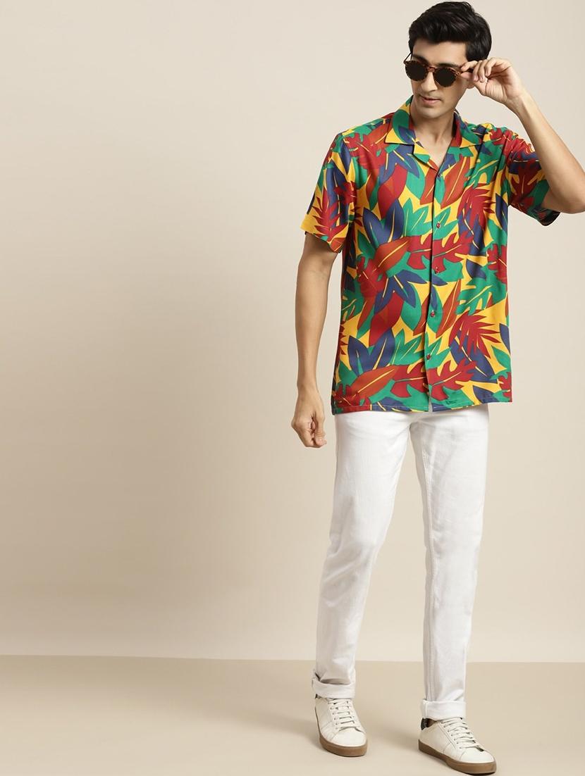 men printed cuban collared short sleeve loose fit shirt - 22038921 - Standard Image - 4