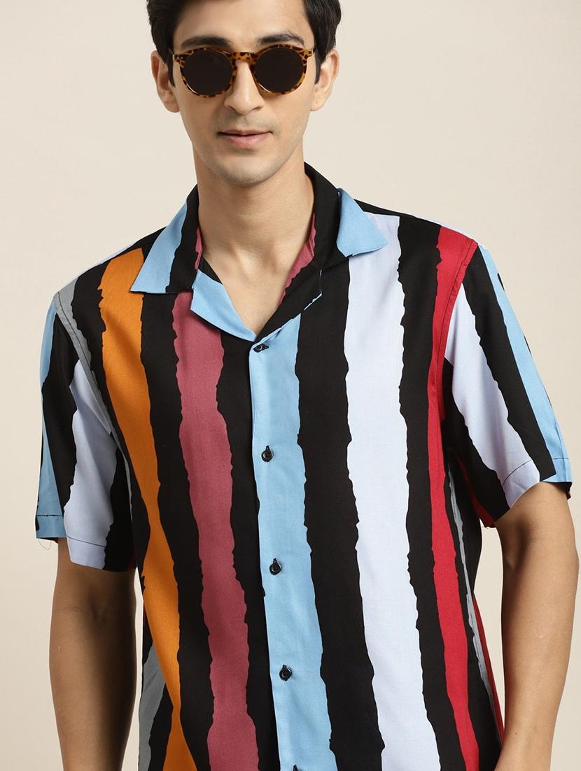 men printed cuban collared short sleeve loose fit shirt - 22038922 -  Standard Image - 1