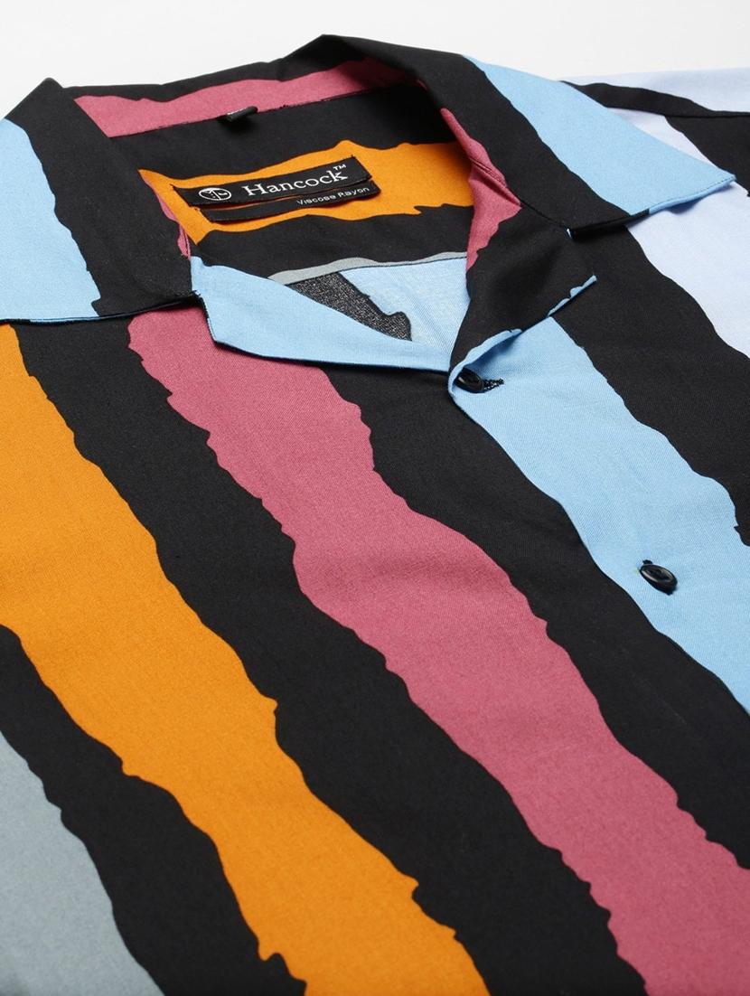 men printed cuban collared short sleeve loose fit shirt - 22038922 - Standard Image - 4