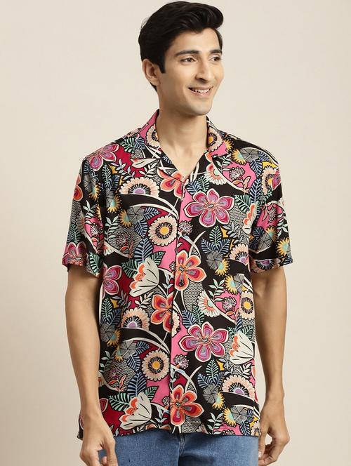 men printed cuban collared short sleeve loose fit shirt - 22038923 -  Standard Image - 0