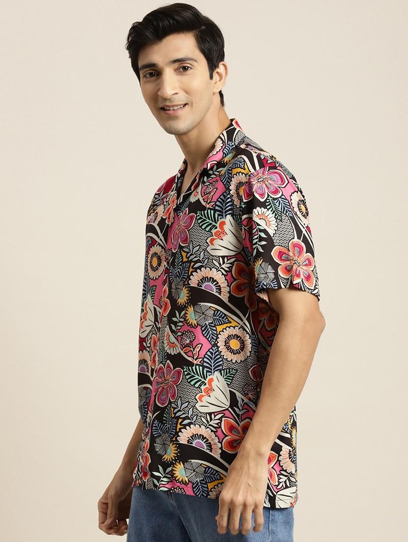 men printed cuban collared short sleeve loose fit shirt - 22038923 -  Standard Image - 1