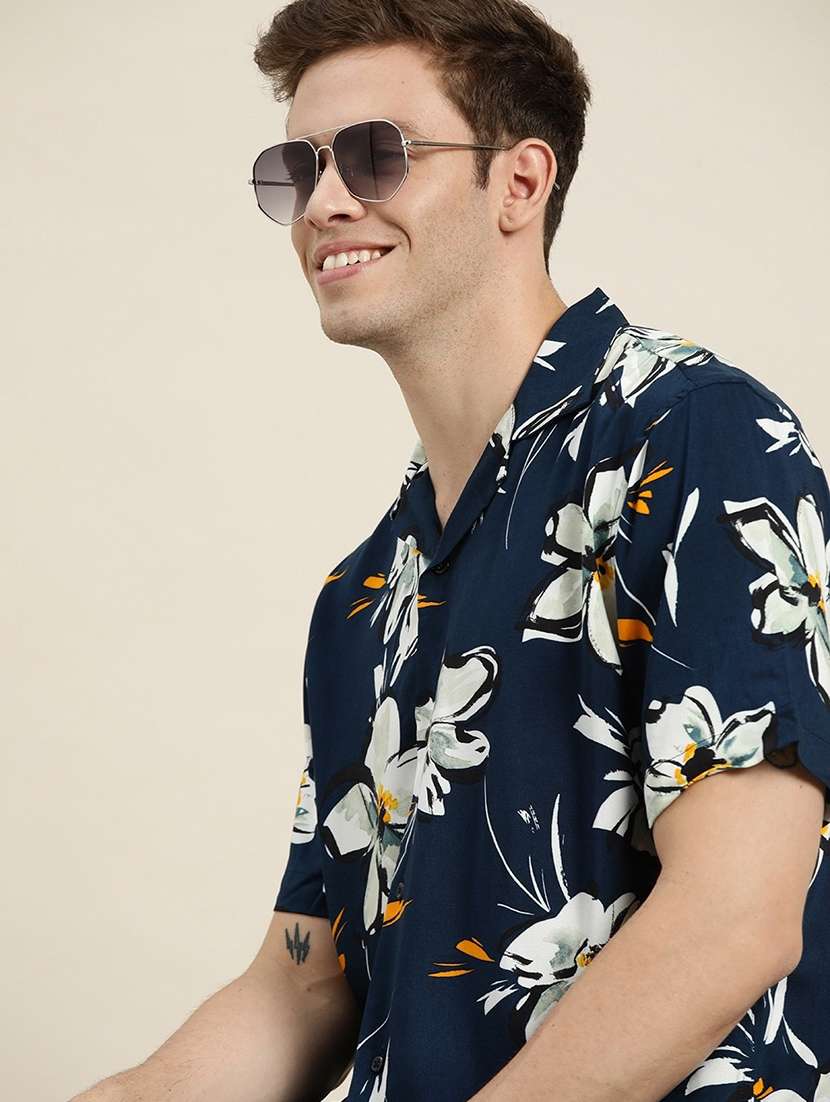 men printed cuban collared short sleeve loose fit shirt - 22038926 -  Standard Image - 1