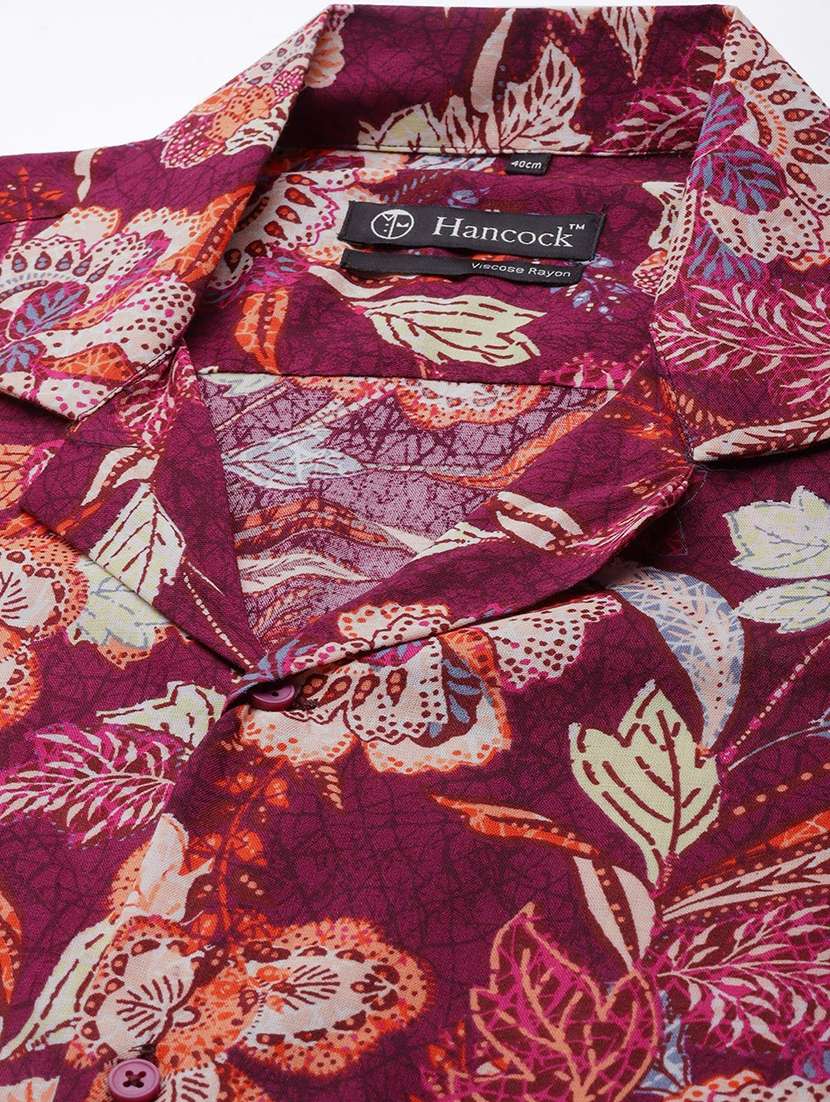 men printed cuban collared short sleeve loose fit shirt - 22038927 -  Standard Image - 4