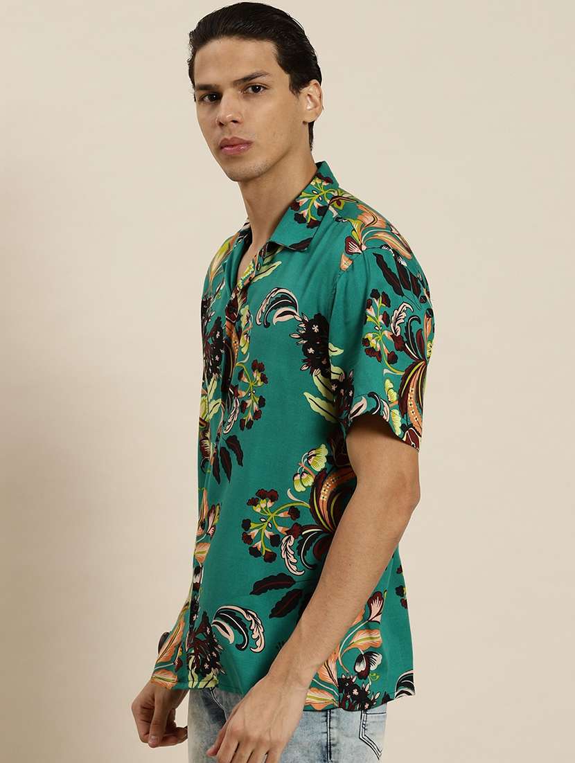 men printed cuban collared short sleeve loose fit shirt - 22038932 -  Standard Image - 1