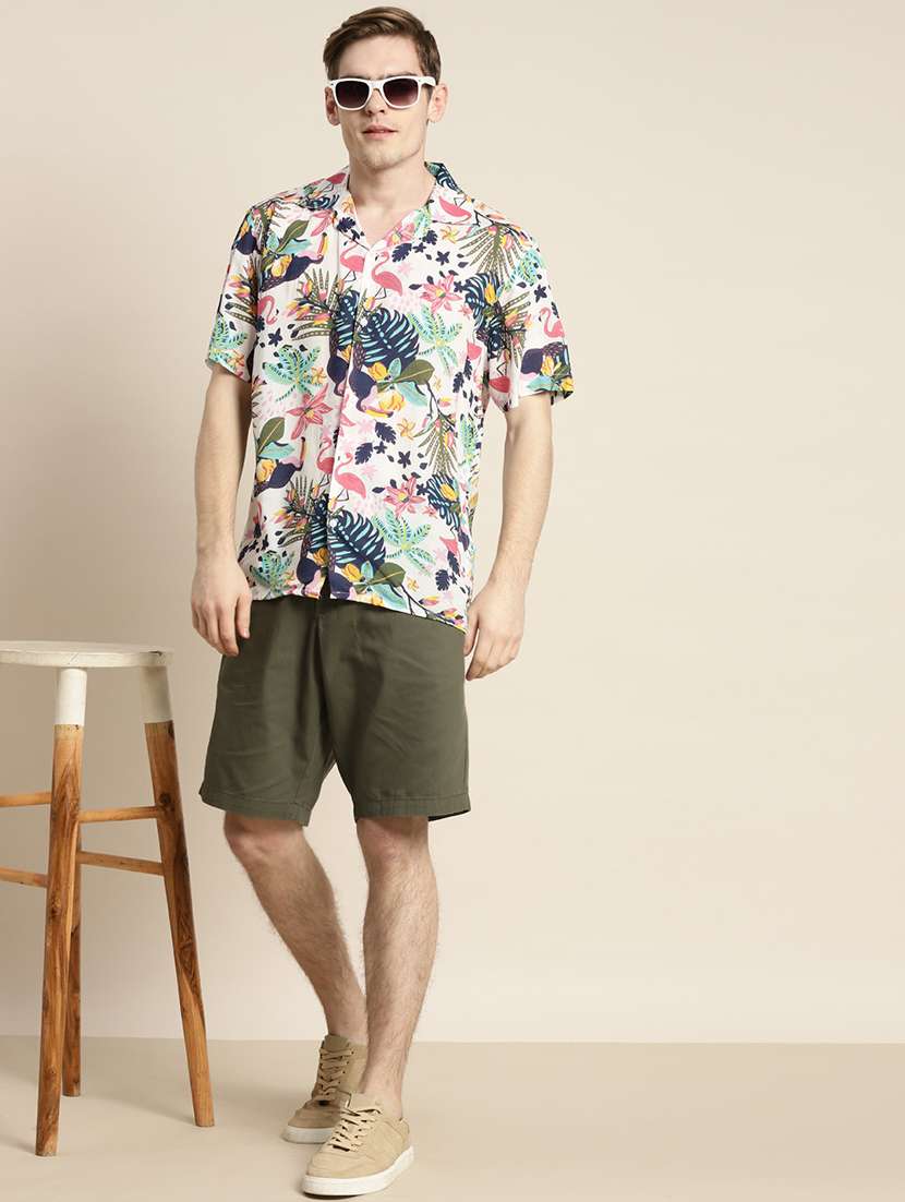 men printed cuban collared short sleeve loose fit shirt - 22038933 -  Standard Image - 4