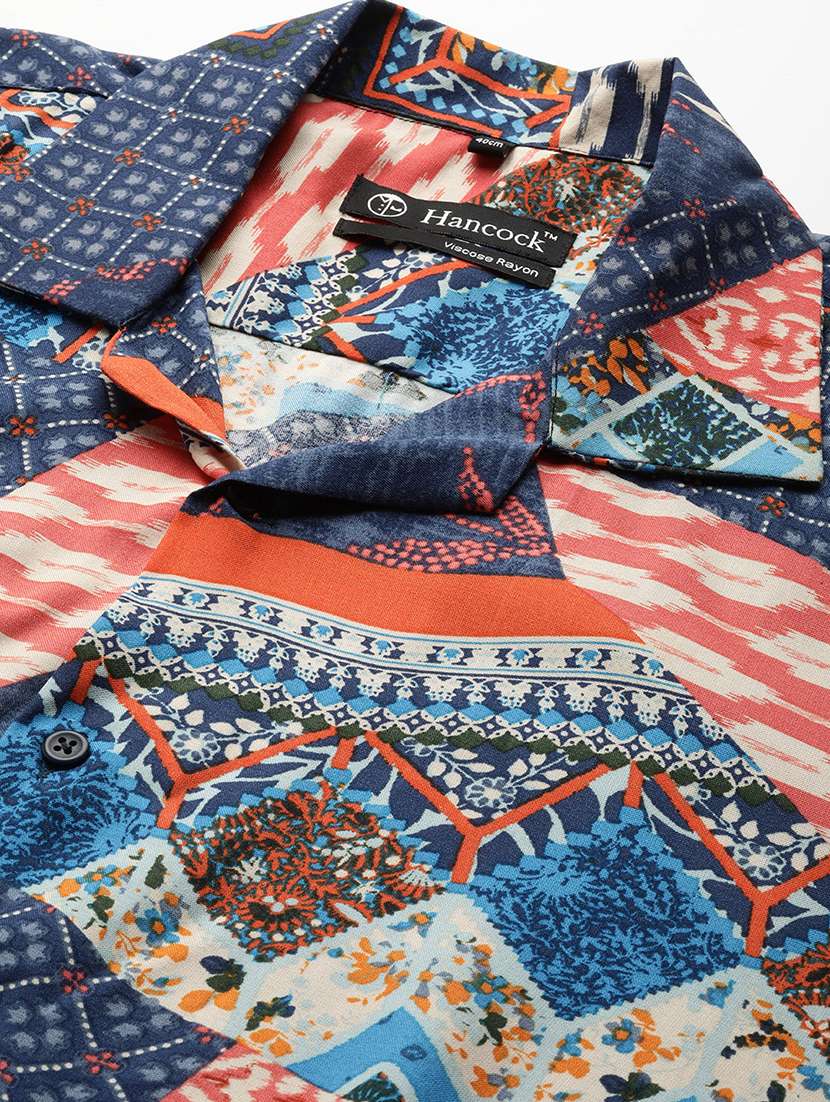 men printed cuban collared short sleeve loose fit shirt - 22038937 -  Standard Image - 4