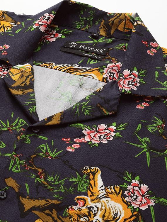 men printed cuban collared short sleeve loose fit shirt - 22038939 - Standard Image - 4