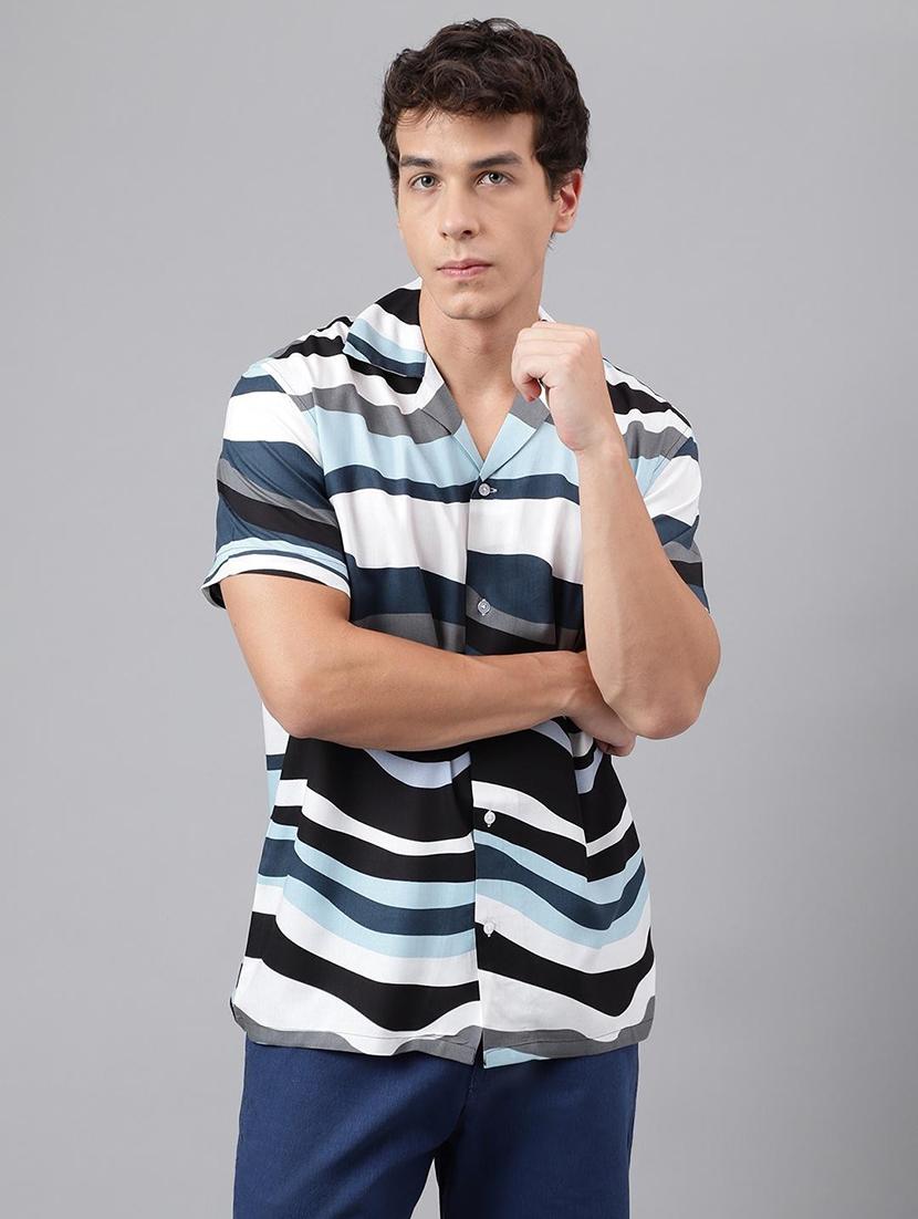men printed cuban collared short sleeve loose fit shirt - 22038956 -  Standard Image - 1