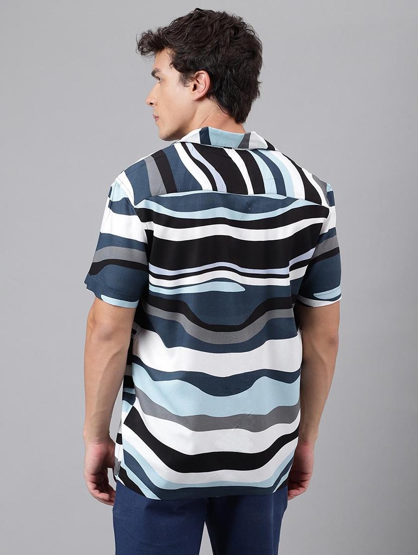 men printed cuban collared short sleeve loose fit shirt - 22038956 - Standard Image - 4