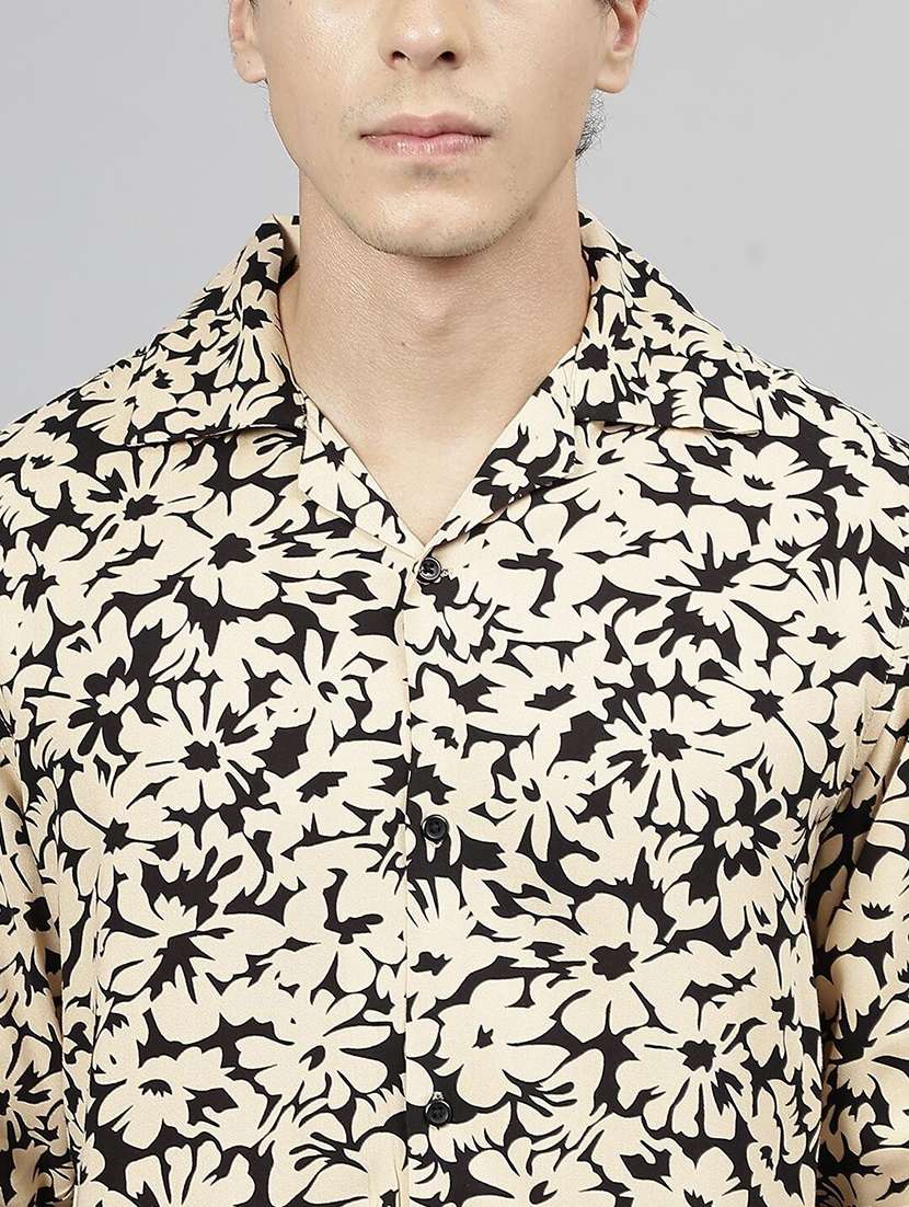 men printed cuban collared long sleeve loose fit shirt - 22038959 -  Standard Image - 4