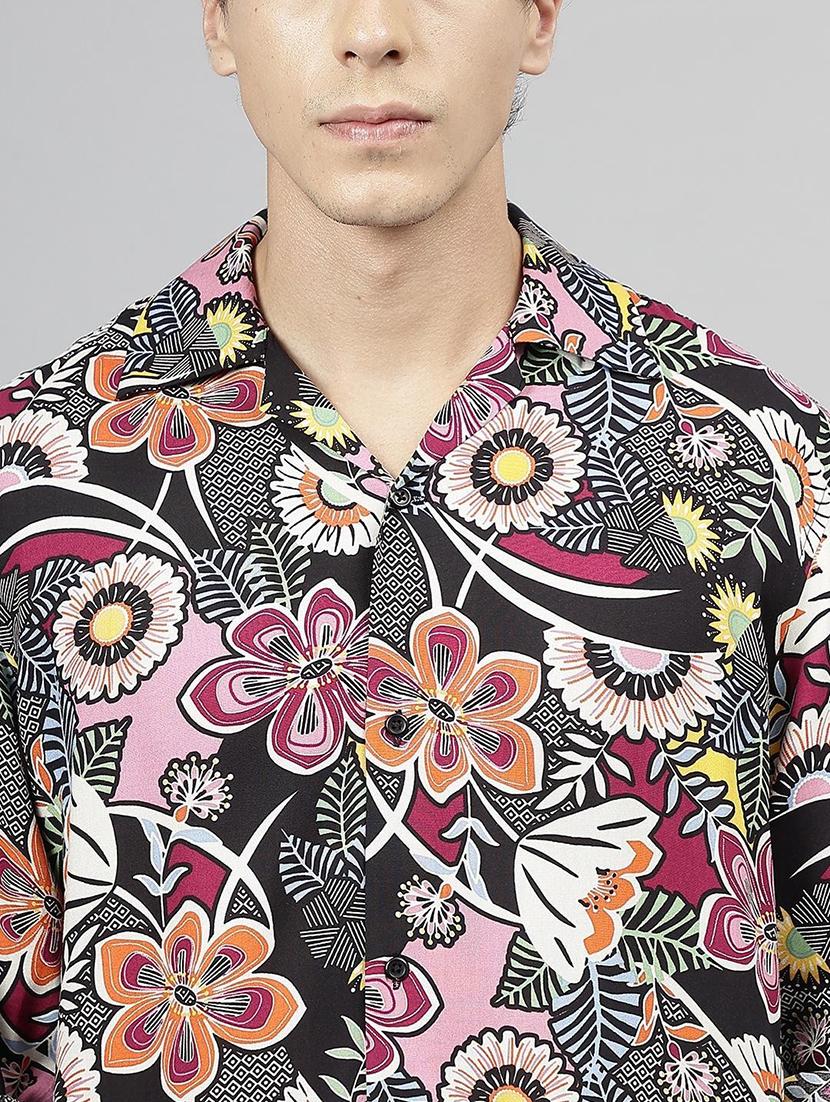 men printed cuban collared long sleeve shirt - 22038961 - Standard Image - 4
