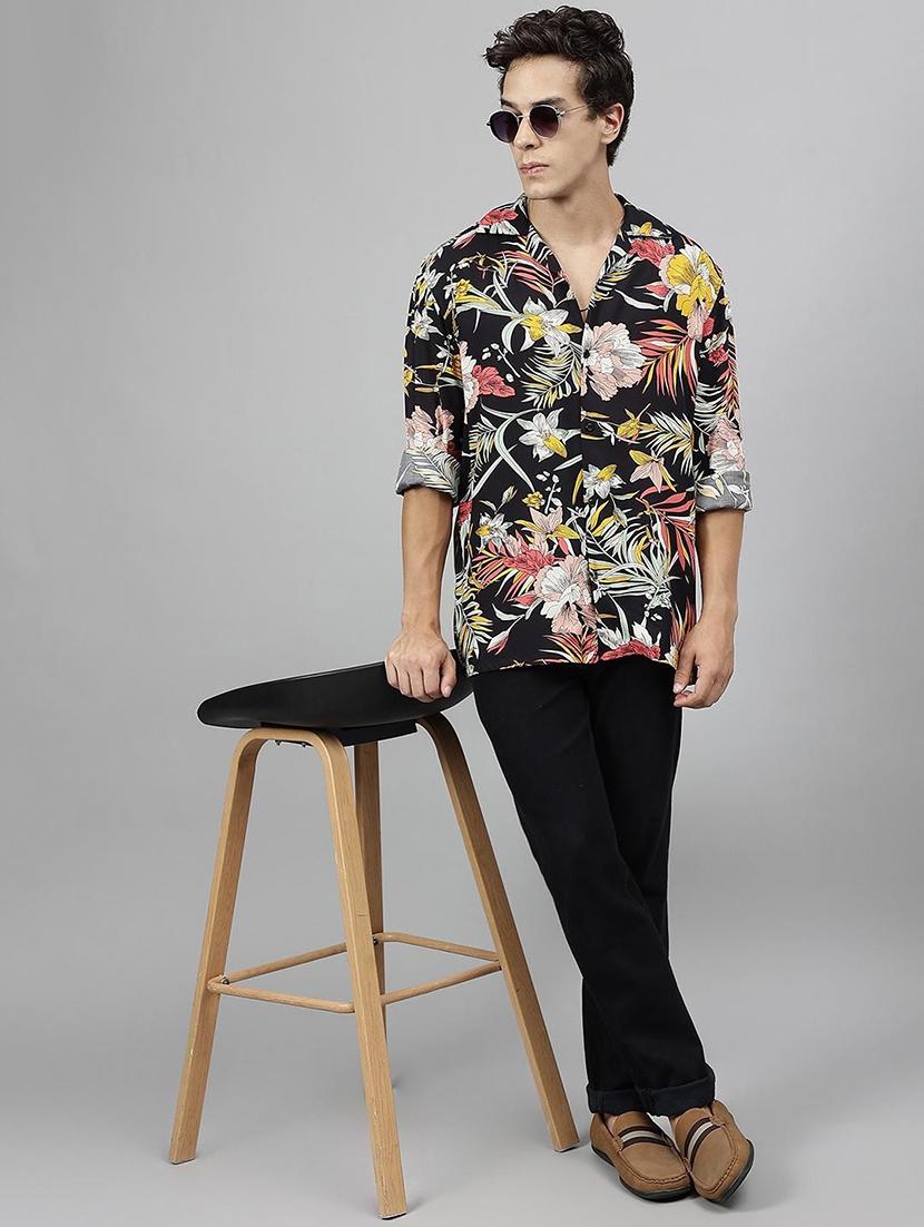 men printed cuban collared long sleeve shirt - 22038964 - Standard Image - 4