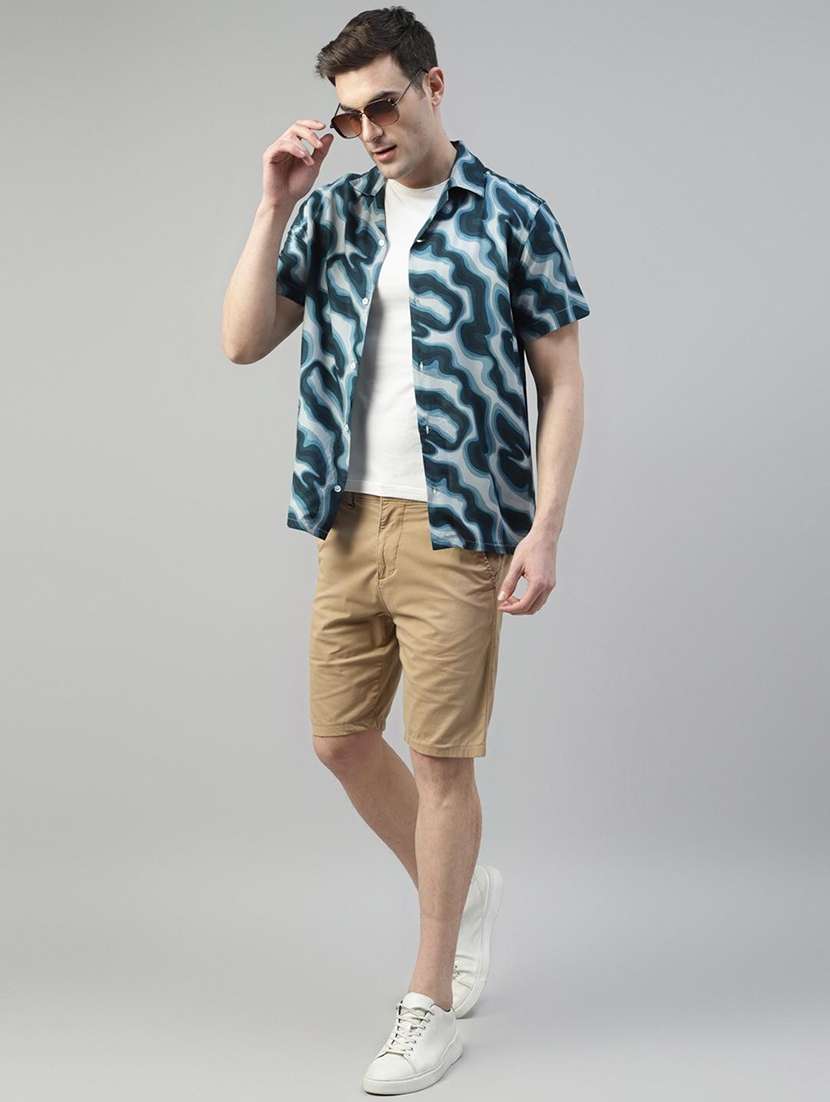 men printed cuban collared short sleeve loose fit shirt - 22038982 - Standard Image - 4