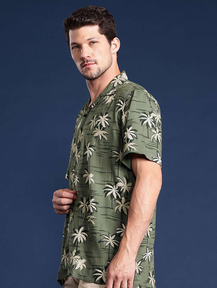 men printed cuban collared short sleeve loose fit shirt - 22038984 -  Standard Image - 1