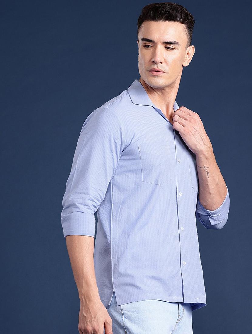 men solid cuban collared long sleeve shirt - 22038991 - Standard Image - 1
