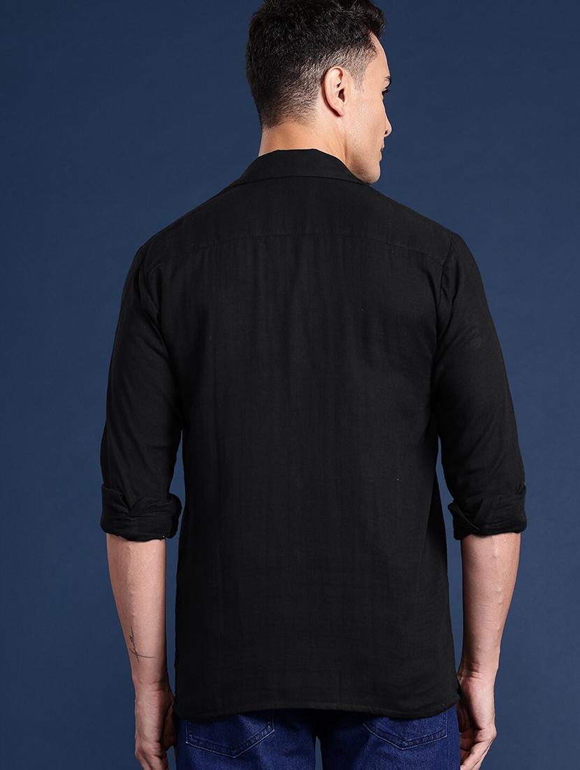 men solid cuban collared long sleeve shirt - 22038993 -  Standard Image - 1