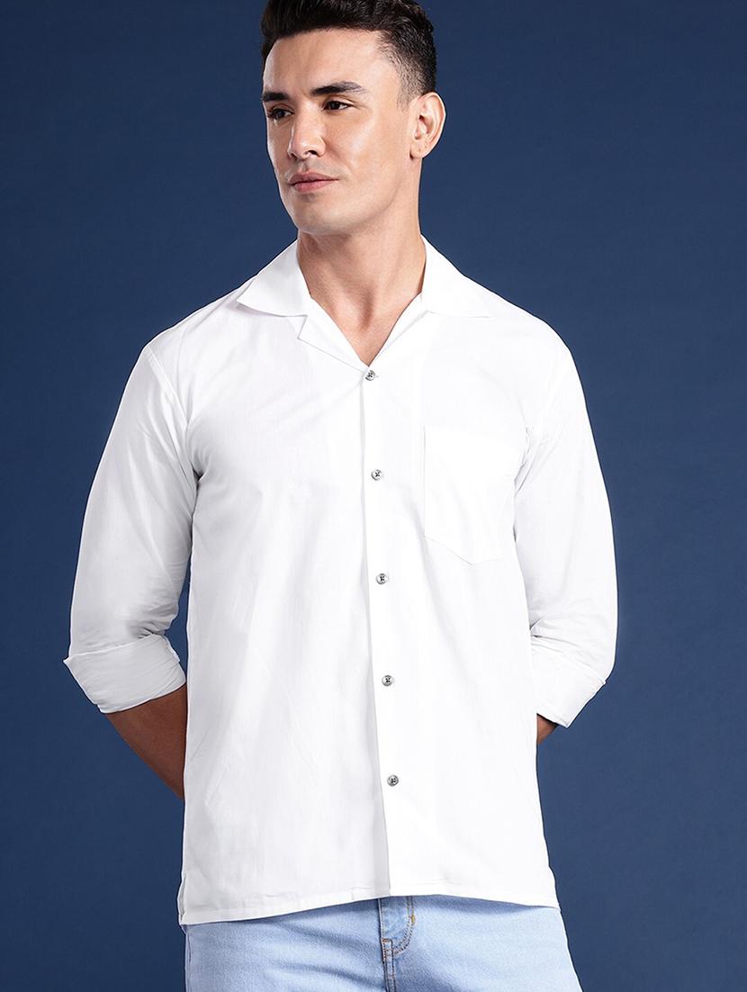 men solid cuban collared long sleeve shirt - 22038997 -  Zoom Image - 0