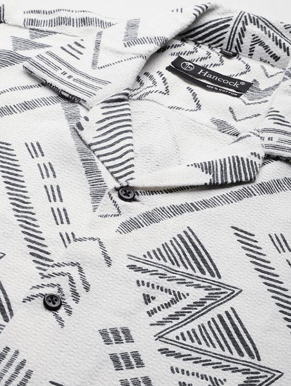 men printed cuban collared long sleeve shirt - 22039002 - Standard Image - 4