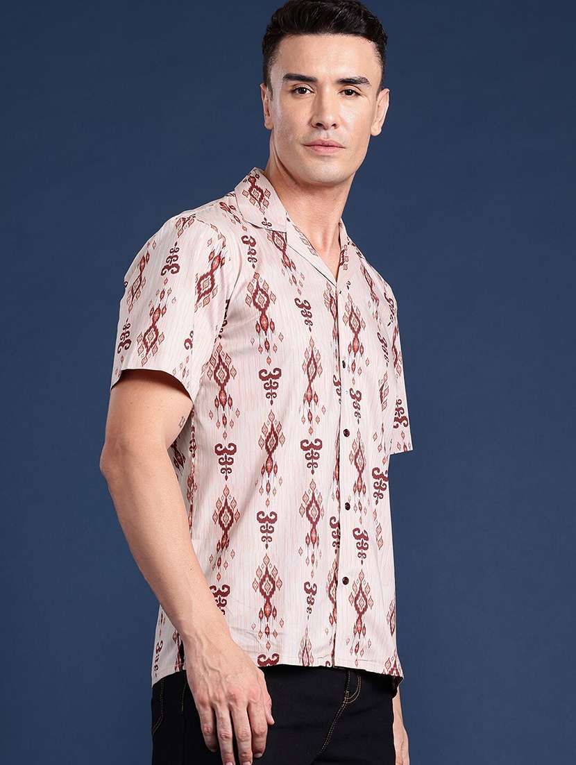 men printed cuban collared long sleeve shirt - 22039003 -  Standard Image - 1