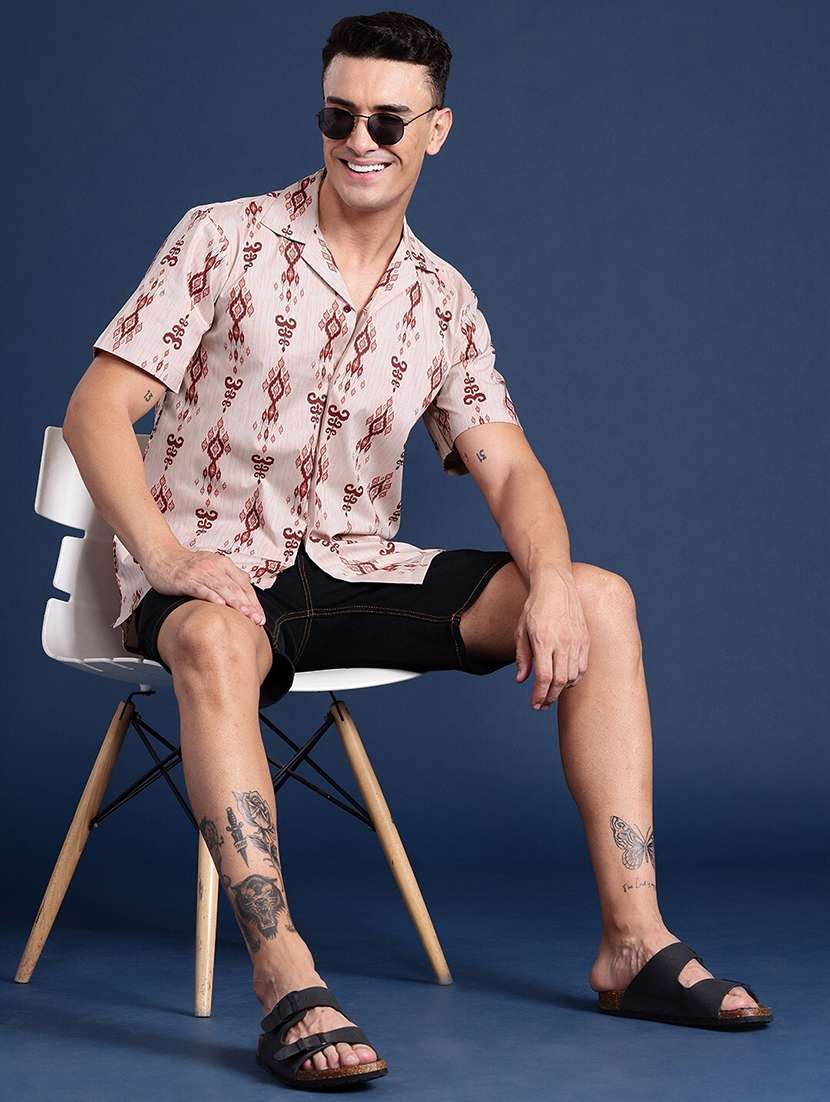 men printed cuban collared long sleeve shirt - 22039003 -  Standard Image - 4