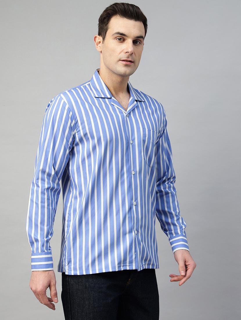 men striped cuban collared short sleeve shirt - 22039005 -  Standard Image - 1