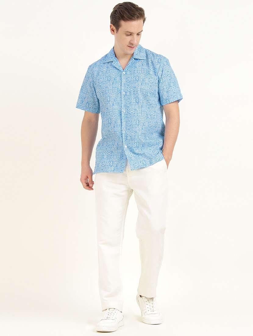 men printed cuban collared short sleeve shirt - 22039009 - Standard Image - 4