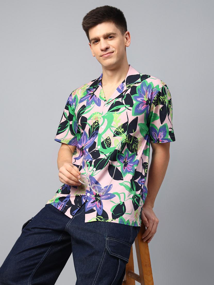 men printed cuban collared short sleeve shirt - 22039016 - Zoom Image - 0