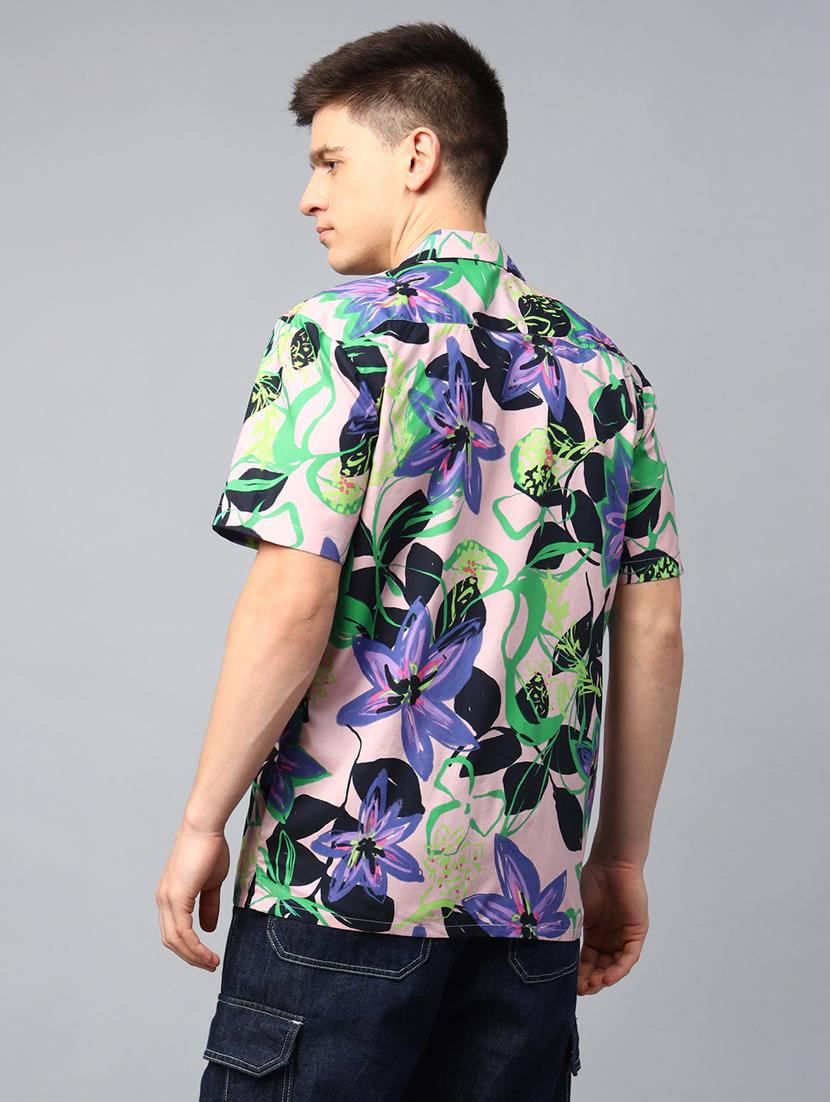 men printed cuban collared short sleeve shirt - 22039016 - Standard Image - 1