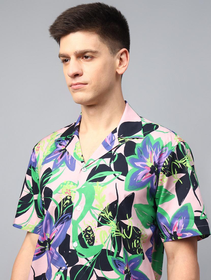 men printed cuban collared short sleeve shirt - 22039016 - Standard Image - 4