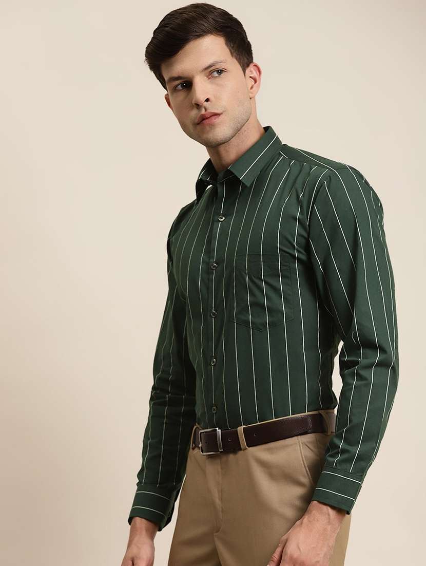 men striped collared long sleeve shirt - 22039018 -  Standard Image - 1