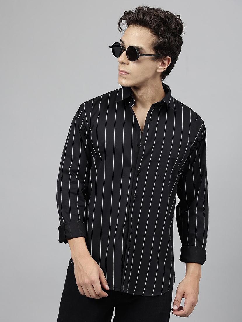 men striped collared long sleeve shirt - 22039020 - Zoom Image - 0