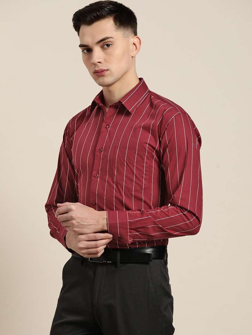men striped collared long sleeve shirt - 22039021 -  Standard Image - 1