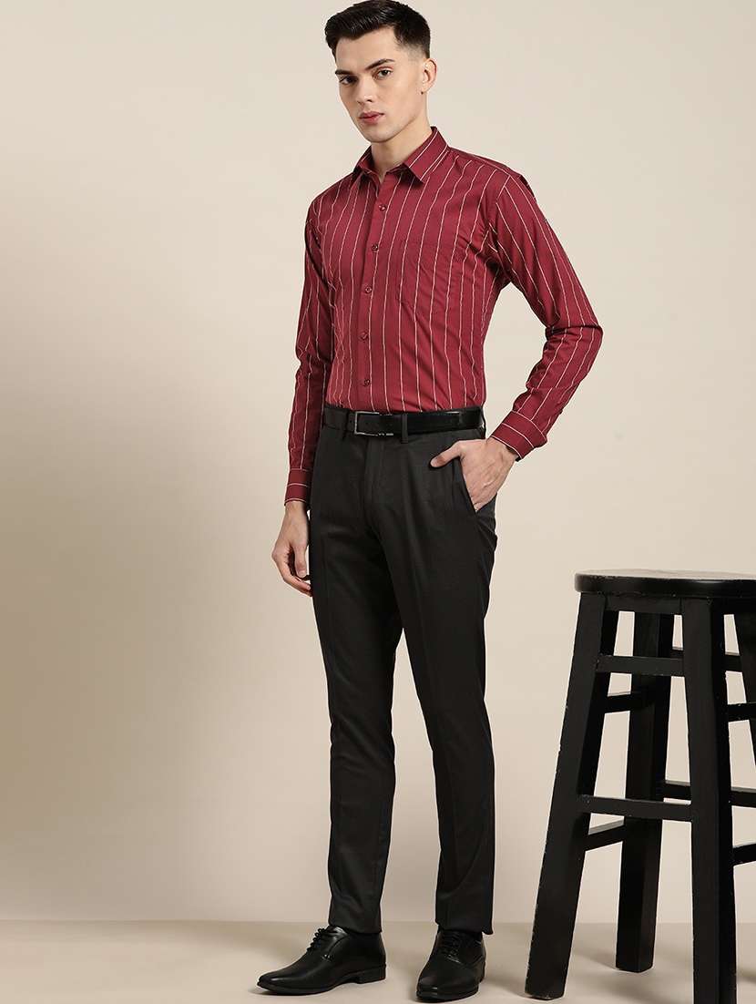 men striped collared long sleeve shirt - 22039021 -  Standard Image - 4