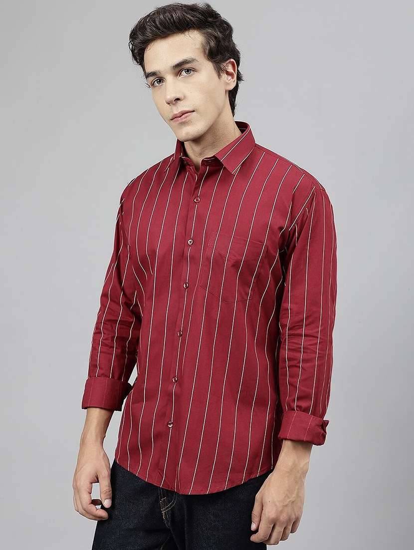 men striped collared long sleeve shirt - 22039022 -  Standard Image - 1