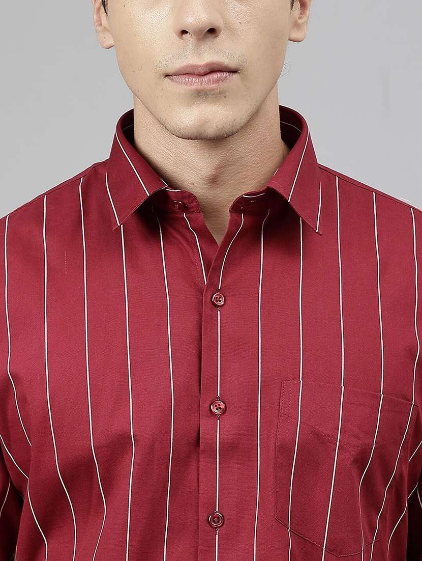 men striped collared long sleeve shirt - 22039022 -  Standard Image - 4