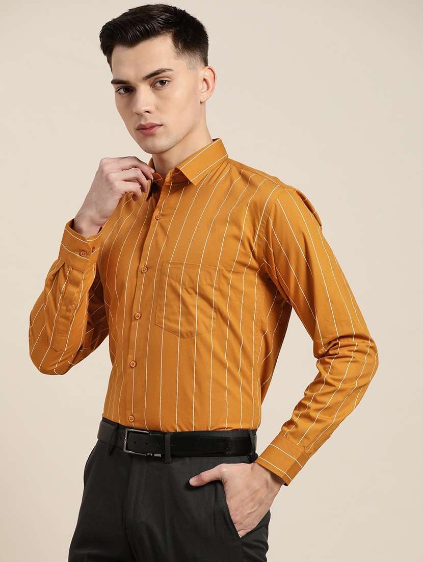men striped collared long sleeve shirt - 22039023 -  Standard Image - 1