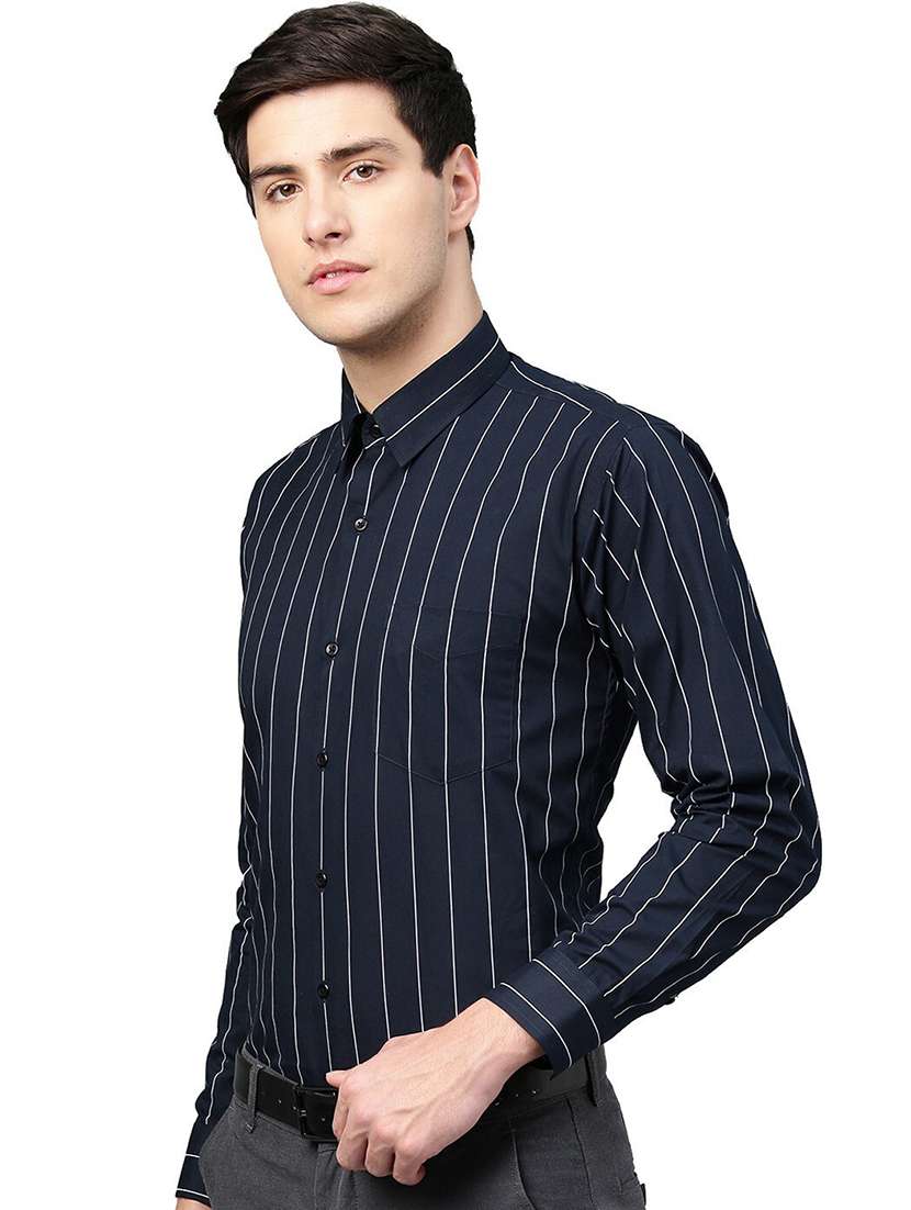 men striped collared long sleeve shirt - 22039024 -  Standard Image - 1