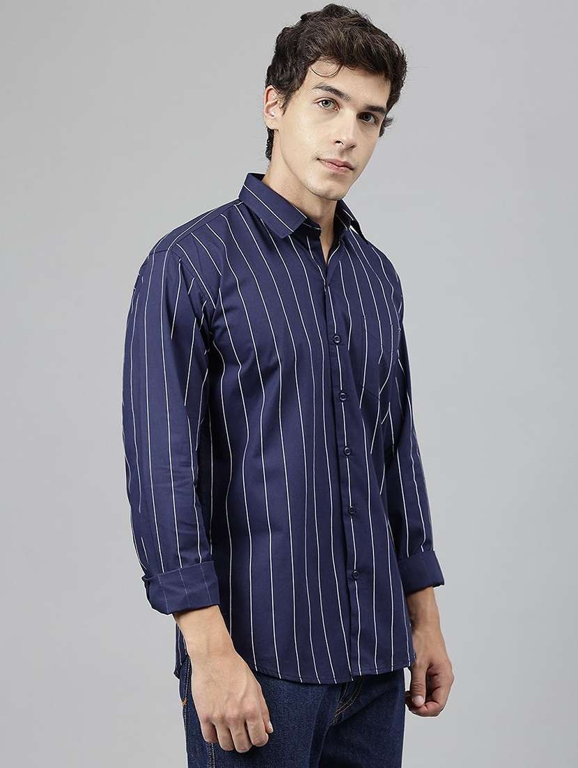 men striped collared long sleeve shirt - 22039025 -  Standard Image - 1